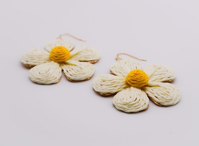 Golden Blooms Straw Earrings