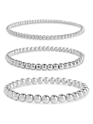 Sterling Forever Women's Silvertone Beaded Stretch Bracelets Set