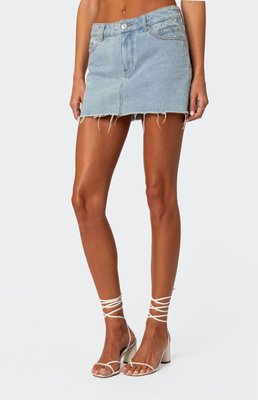 Edikted Women's Jessie Low Rise Denim Skirt In