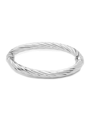 Rhodium Plated Sterling Silver Tube Bangle Bracelet