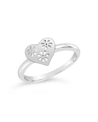 Sterling Forever Heart Cut Out Lace Signet Ring