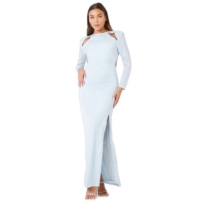 Split Leg Shoulder Pad Maxi Dress