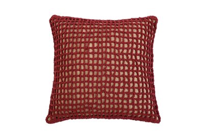 Casa Amarosa Tarika Net Crochet Accent Pillow, Wine Red