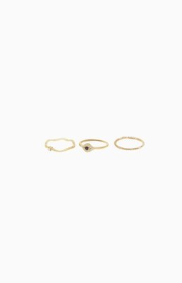 Ettika Dainty Crystal Trio Rings In Gold