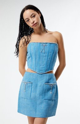 Glamorous Women's Blue Woven Corset Top