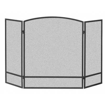 Panel Arch Screen With Double Bar For Fireplace Black