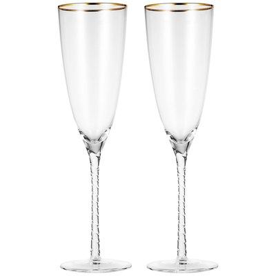 Champagne Glasses- Luxurious Crystal Champagne Flutes With Twisted Stem
