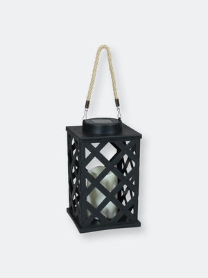 Sunnydaze Decor Modern Crosshatch Outdoor Solar Led Candle Lantern