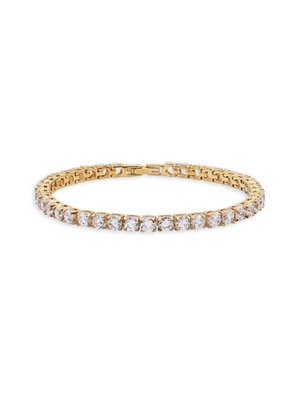 18K Goldplated Stainless Steel & Simulated Diamond Tennis Bracelet