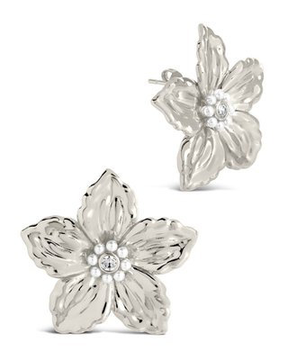 Ottilia Pearl & Cz Flower Stud Earrings