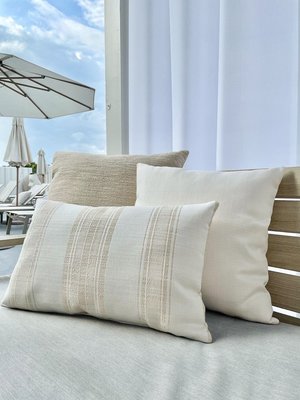 Beach Club Beige Stripe Indoor And Outdoor Pillow