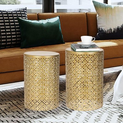 Golden Round Metal End Table