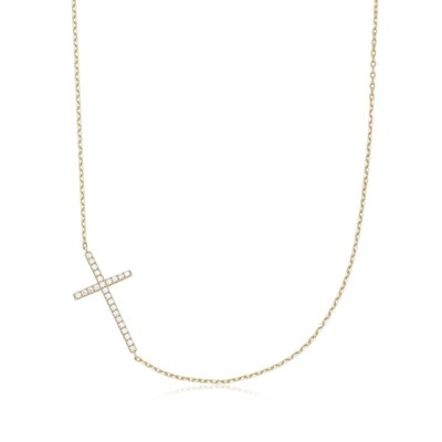 Horizontal Cz Cross Necklace