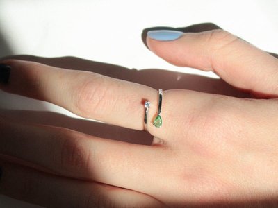 Serpentine Emerald Silver Ring