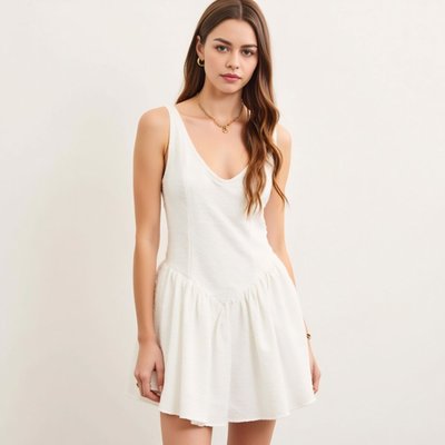 Textured Sleeveless V-neck Mini Dress