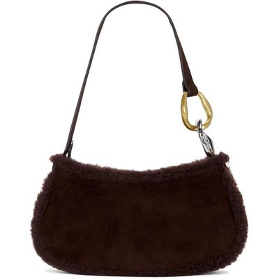 Staud Women's Ollie Suede Fur Trim Shoulder Bag