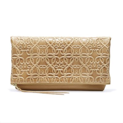 Gabriel Leather Fold Over Clutch, Light Brown
