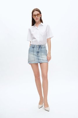 Short Denim Skirt With Pockets