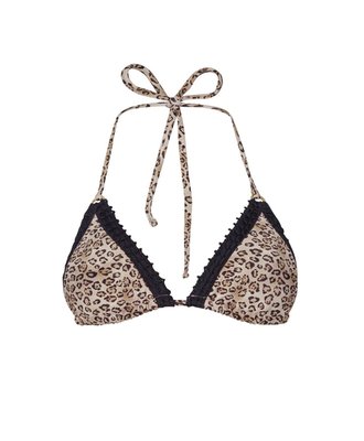 PJS x PQ Swim Leopard Kyle Crochet Trim Triangle Top