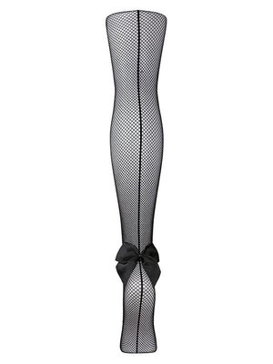 Memoi Women's Backseam Bow Fishnet Tights