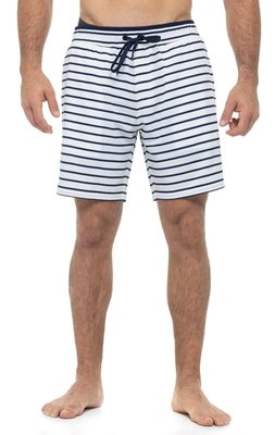 Kahuna Swimming Shorts - White/Navy Stripe