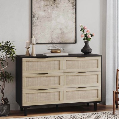 Devonport Rattan 6 Drawer Dresser For Bedroom