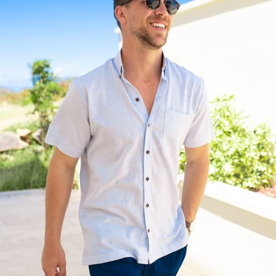 The Ice Breaker  Short Sleeve Blue Linen Shirt