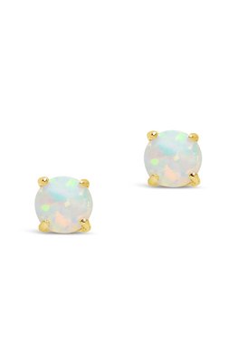 Sterling Silver 6mm Opal Studs - Silver