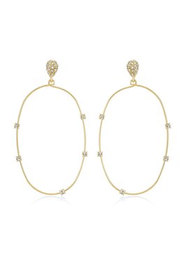 Delicate Crystal Large Oval Hoop Earrings