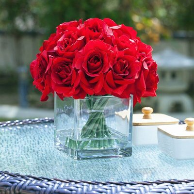 Fabric Rose Arrangement in Vase