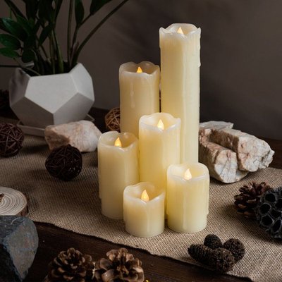 Realistic LED Flameless Dripping Wax Pillar Candles