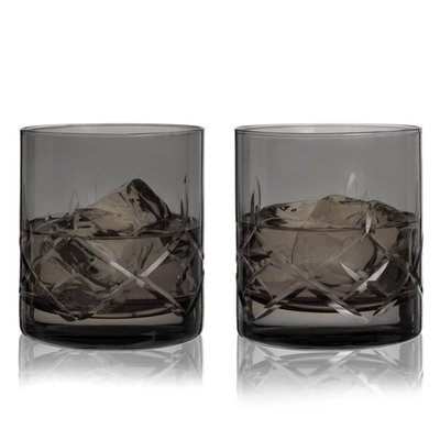 Admiral Crystal Rocks Glasses In Smoke Set Of 2