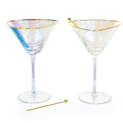 Iridescent Hammered Cocktail Glasses