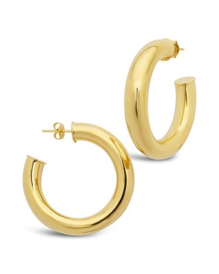 1.5" Thick Hollow Hoops - Silver