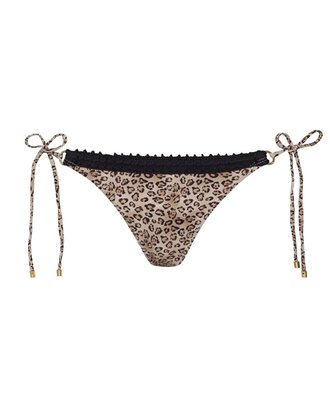 Pjs X Pq Swim Leopard Carrie Crochet Trim Tie Side Bottom
