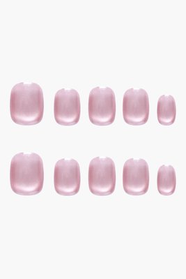 Pink Watery Cat Eye - Pink Press On Nails