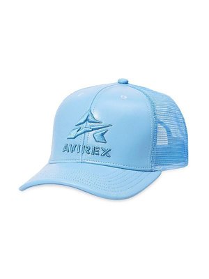 Avirex Men's Leather & Mesh Trucker Hat - Sky Blue