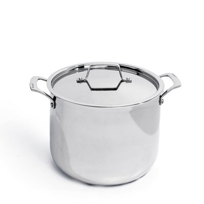 Professional Stainless Steel 10/18 Tri-Ply 8 Qt Stock Pot with SS Lid, 9.5