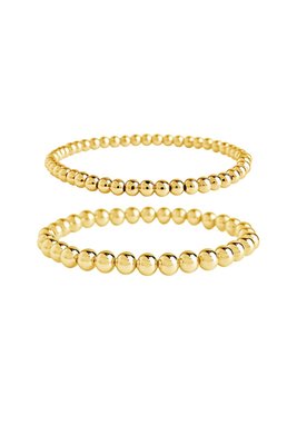 Beaded Stretch Bracelet Sets[4mm/6mm/gold] - Gold
