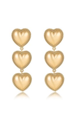 Ettika Golden Love Drop 18k Gold Plated Dangle Earrings