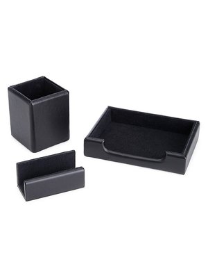 Royce New York Leather & Suede 3-piece Executive Desk Accessory Set