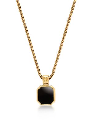 Gold Necklace With Square Onyx Pendant