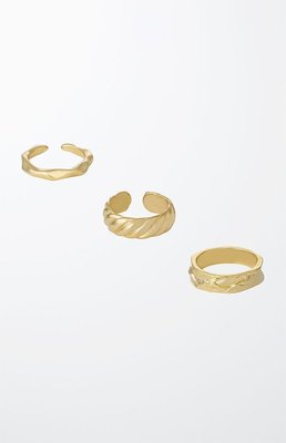 Ettika 3 Pack Hand Worked Rings In Gold