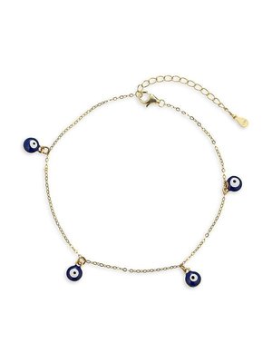 Eye Candy La Women's Luxe Goldtone & Enamel Evil Eye Charm Anklet