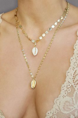 Double Cowrie Shell Layered 18k Gold Plated Necklace Set