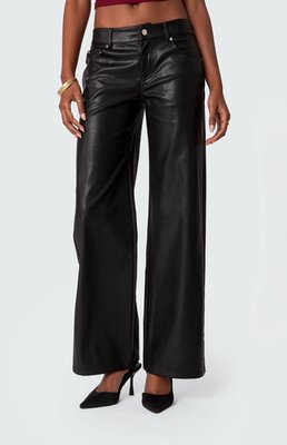 Edikted Women's Faux Leather Straight Leg Pants In