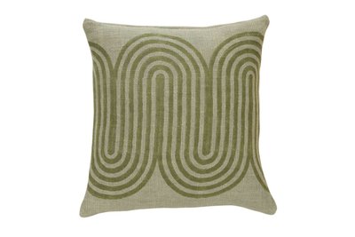 Casa Amarosa Block Printed Waves Throw Pillow, Winter Sage