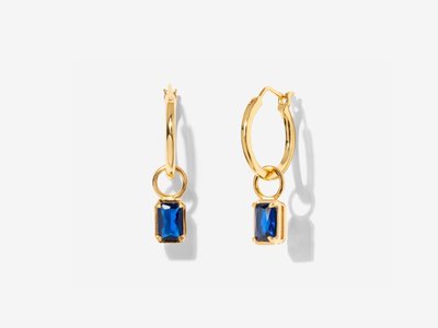Sapphire Baguette Hoops