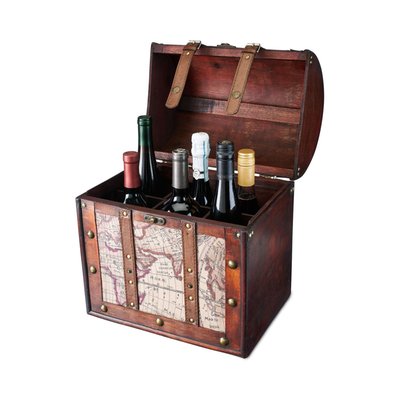 6 Bottle Old World Wooden Wine Box