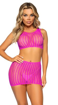 NEON CROCHET CROP TOP AND SKIRT SET